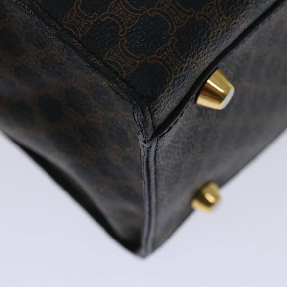 CELINE Macadam Canvas Hand Bag PVC Brown Black Auth 67089 - Picture 8 of 16